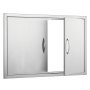 VEVOR Puerta de Acceso a Barbacoa 915 x 610 x 46 mm Puerta de Cocina Exterior Doble Puerta Empotrada de Acero Inoxidable con Manija para Isla de Barbacoa, Estación de Parrilla, Armario Exterior