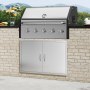 VEVOR Grill Access Door, 990 x 660 mm, Double Outdoor Kitchen Door, Flush Mounted Stainless Steel Door, Vertical Wall Door with Handles and Hooks, for Grill Island, Grill Station, Outdoor Cabinet