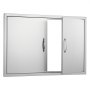 VEVOR Grill Access Door, 990 x 660 mm, Double Outdoor Kitchen Door, Flush Mounted Stainless Steel Door, Vertical Wall Door with Handles and Hooks, for Grill Island, Grill Station, Outdoor Cabinet