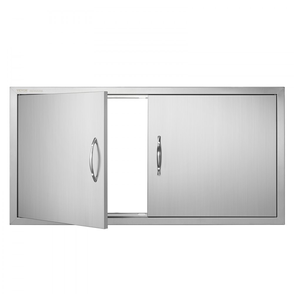 VEVOR Puerta de Acceso a Barbacoa 106,7 x 53,4 cm Puerta de Cocina Exterior Doble Puerta Empotrada de Acero Inoxidable con Manija para Isla de Barbacoa, Estación de Parrilla, Armario Exterior