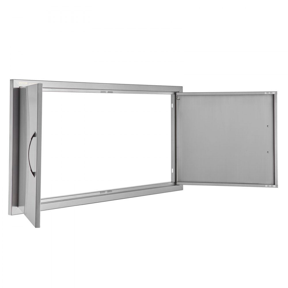 VEVOR Puerta de Acceso a Barbacoa 106,7 x 53,4 cm Puerta de Cocina Exterior Doble Puerta Empotrada de Acero Inoxidable con Manija para Isla de Barbacoa, Estación de Parrilla, Armario Exterior