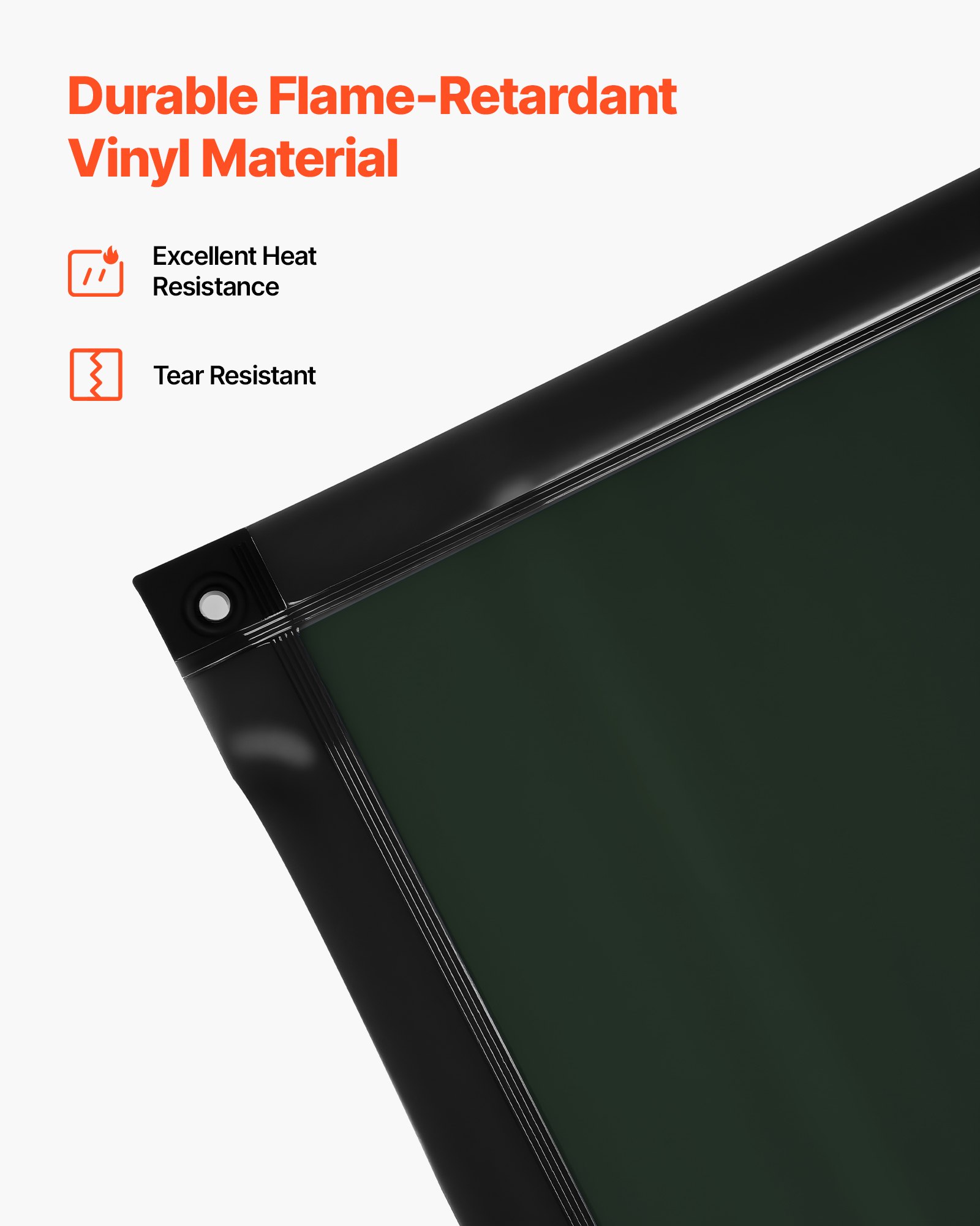 VEVOR Cortina de Soldadura con Marco, 3 Paneles, 1740 x 2340 mm, de Vinilo Ignífugo con 12 Ruedas Giratorias y 6 Niveles de Protección UV para Talleres e Industrias, Verde Oscuro, con 72 Bridas