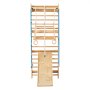VEVOR Swedish Ladder Wall Gym, 8-in-1 15 Levels Solid Wood Indoor Jungle Gym, 220LBS Wall Stall Bars Climbing Playset with Wall Ladder, Slide Board, Pull-Up Bar, Gym Rings, Swing Seat, Rope Ladder