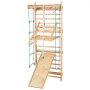 VEVOR Swedish Ladder Wall Gym, 8-in-1 15 Levels Solid Wood Indoor Jungle Gym, 220LBS Wall Stall Bars Climbing Playset with Wall Ladder, Slide Board, Pull-Up Bar, Gym Rings, Swing Seat, Rope Ladder