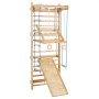 VEVOR Swedish Ladder Wall Gym, 8-in-1 15 Levels Solid Wood Indoor Jungle Gym, 220LBS Wall Stall Bars Climbing Playset with Wall Ladder, Slide Board, Pull-Up Bar, Gym Rings, Swing Seat, Rope Ladder