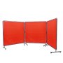 VEVOR Cortina de Soldadura con Marco 3 Paneles Pantalla de Cortina Protectora de Soldadura 1,8x1,8 m de Vinilo Ignífugo con 12 Ruedas Giratorias (6 con Bloqueo) Mobile Pro para Taller, Industria, Rojo
