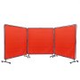 VEVOR Cortina de Soldadura con Marco 3 Paneles Pantalla de Cortina Protectora de Soldadura 1,8x1,8 m de Vinilo Ignífugo con 12 Ruedas Giratorias (6 con Bloqueo) Mobile Pro para Taller, Industria, Rojo