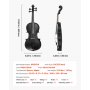 VEVOR Violin 355mm Full Size for Adults, Violin Fiddle Set for Beginners Student with Hard Case, Rosin, Bow, Shoulder Rest, Bridge, Tuner and Extra Strings, Professional Solidwood Instruments  (Black)