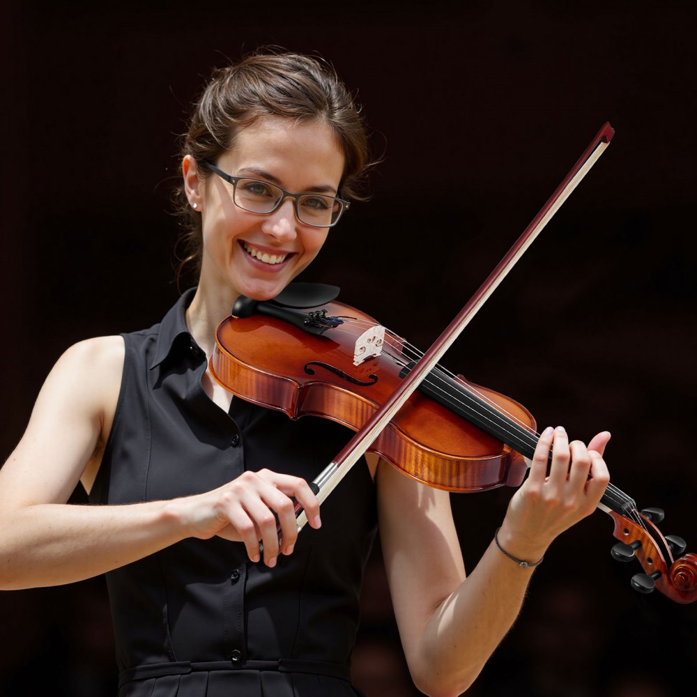 VEVOR Violín de 4/4 355 mm de Tamaño Completo con Estampado Marrón Brillante