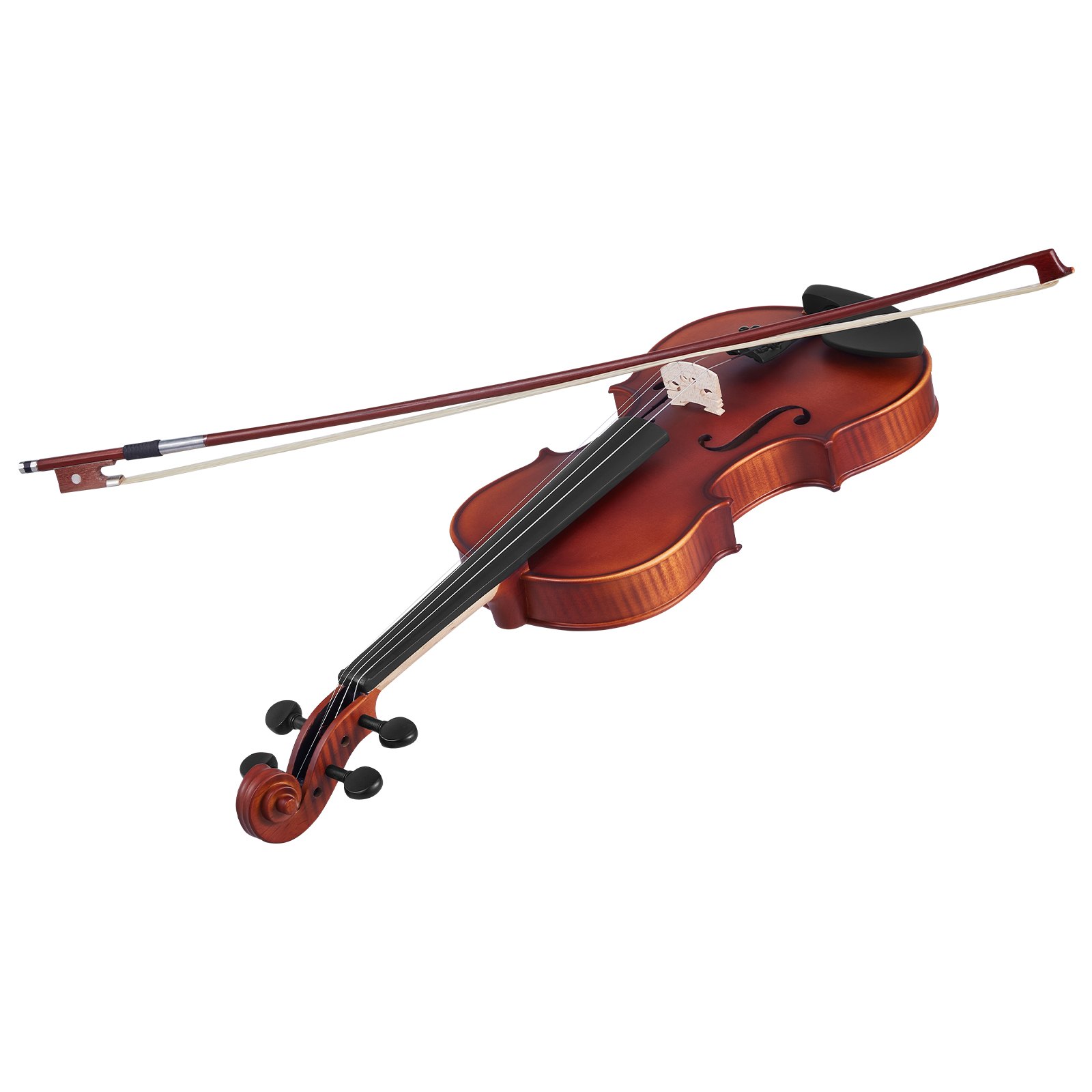 VEVOR Violin 355mm Full Size for Adults, Violin Fiddle Set for Beginners Student with Hard Case, Rosin, Bow, Shoulder Rest,Bridge,Extra Strings,Professional Solidwood Instrument (Matte Brown Patterned)