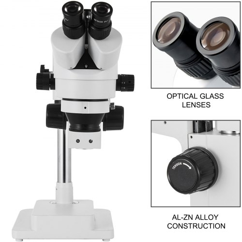 VEVOR Microscopio Trilocular, 3,5X-90X Microscopio Estéreo 55-75 mm Microscopio Estéreo Profesional Microscopio con Brazo Ajustable con Rango de Enfoque de 26:1 para Observación de Insectos, etc.