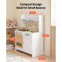 VEVOR Cocina de Juguete para Niños de 3 a 8 Años, Cocinita Infantil de Madera con Luces y Sonidos, Zonas Interactivas, Juego de Cocina con Almacenamiento, Microondas, Fregadero, Accesorios, Blanco