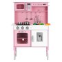 VEVOR Cocina de Juguete para Niños de 3 a 8 Años, Cocinita Infantil de Madera con Luces y Sonidos, Zonas Interactivas, Fregadero, Microondas, Accesorios, Juego de Cocina con Almacenamiento, Color Rosa