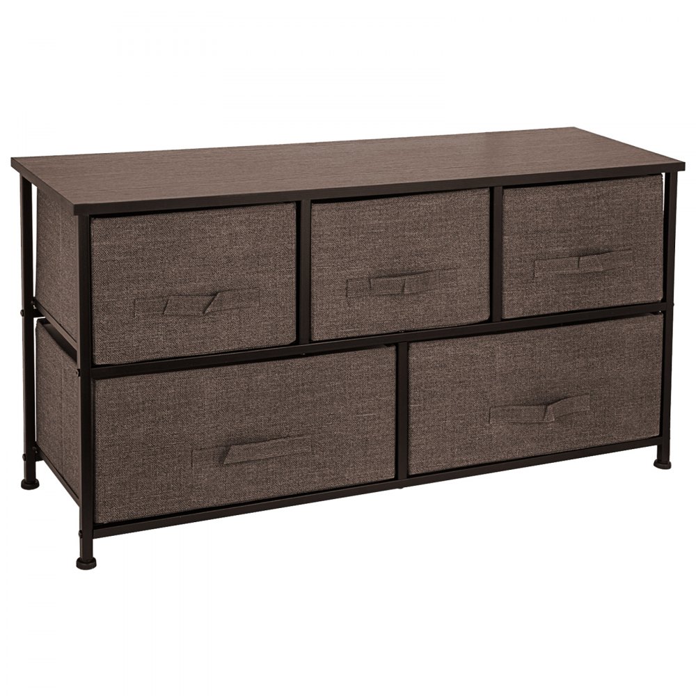 VEVOR Cómoda de Tela con 5 Cajones Práctico, Cómoda Organizador con 5 Cajones/Cajas de Almacenamiento de Tela, Cómoda Dormitorio, Cómodas Cajones Gabinete, para El Dormitorio, Color Café