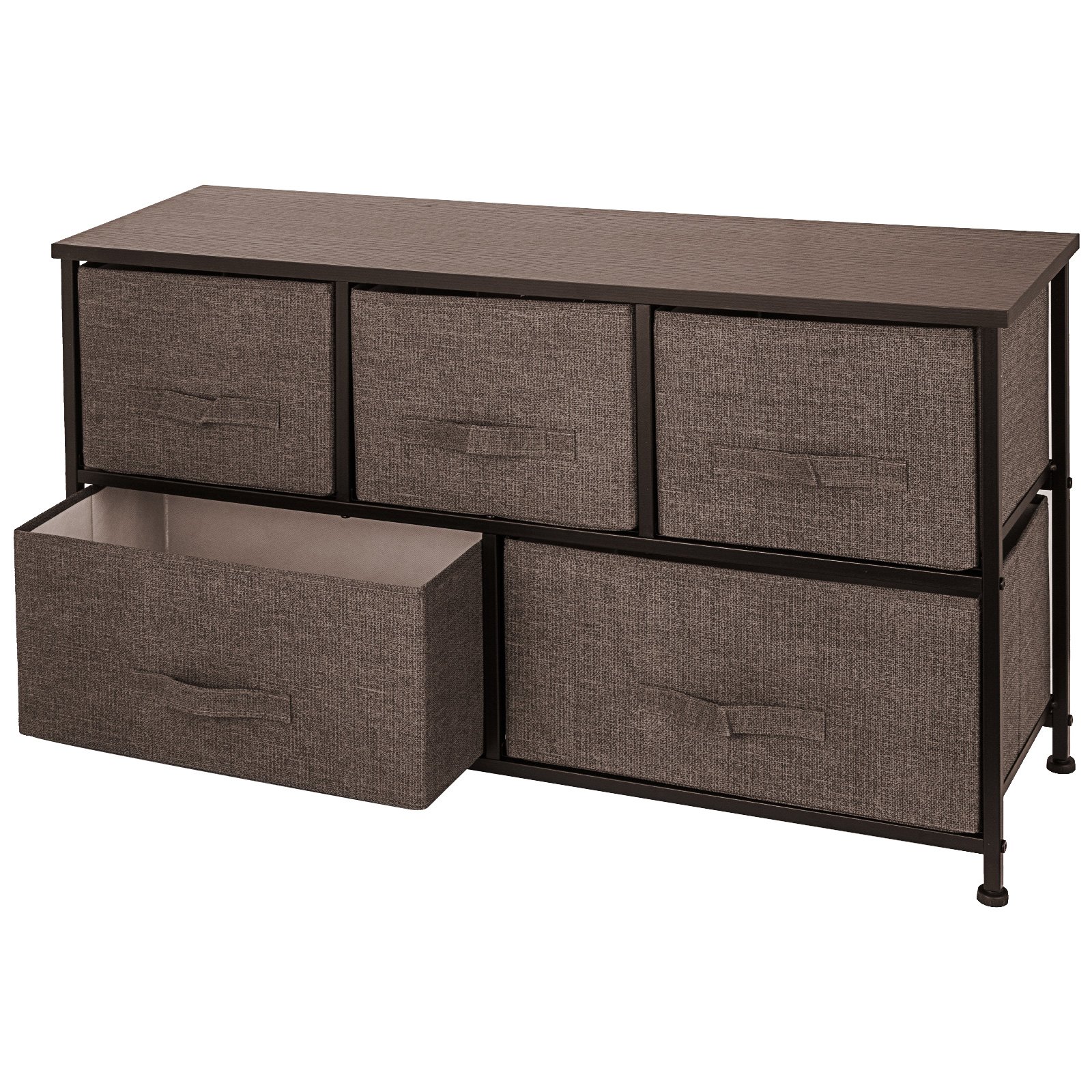 VEVOR Cómoda de Tela con 5 Cajones Práctico, Cómoda Organizador con 5 Cajones/Cajas de Almacenamiento de Tela, Cómoda Dormitorio, Cómodas Cajones Gabinete, para El Dormitorio, Color Café