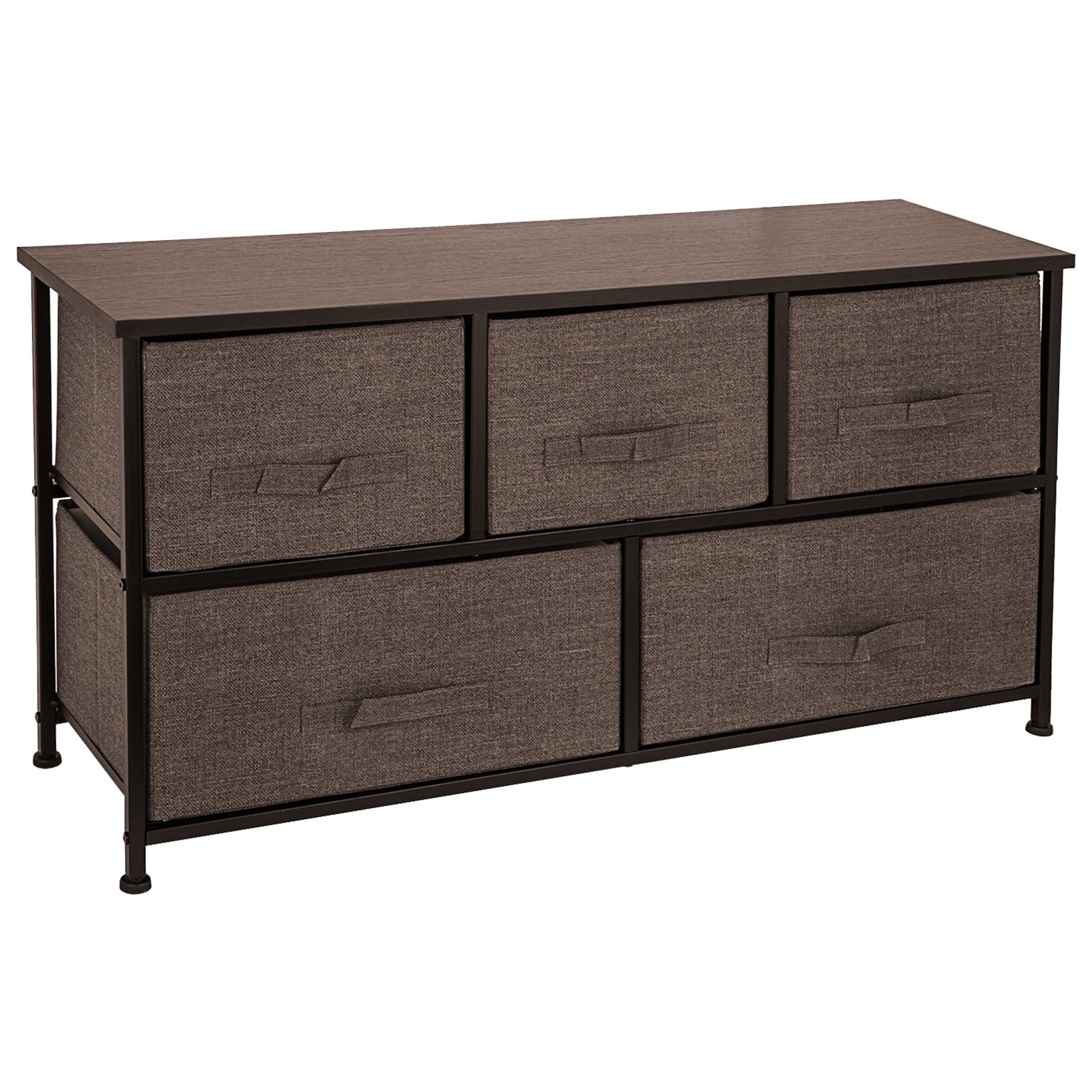 VEVOR Cómoda de Tela con 5 Cajones Práctico, Cómoda Organizador con 5 Cajones/Cajas de Almacenamiento de Tela, Cómoda Dormitorio, Cómodas Cajones Gabinete, para El Dormitorio, Color Café