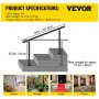 VEVOR Barandilla de Escaleras Aluminio Pasamanos de Escalón Ajuste para 0 - 5 Pasos Negro Baranda para Escaleras 152,8 x 91 cm Ángulo Ajustable 0°-60° para Porches Balcones Jardines Hoteles Garajes