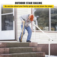 VEVOR Barandilla de Escaleras Aluminio Pasamanos de Escalón Ajuste para 0-5 Pasos Blanco Baranda para Escaleras 152,8 x 91 cm Ángulo Ajustable 0°-60° para Porches Balcones Jardines Hoteles Garajes