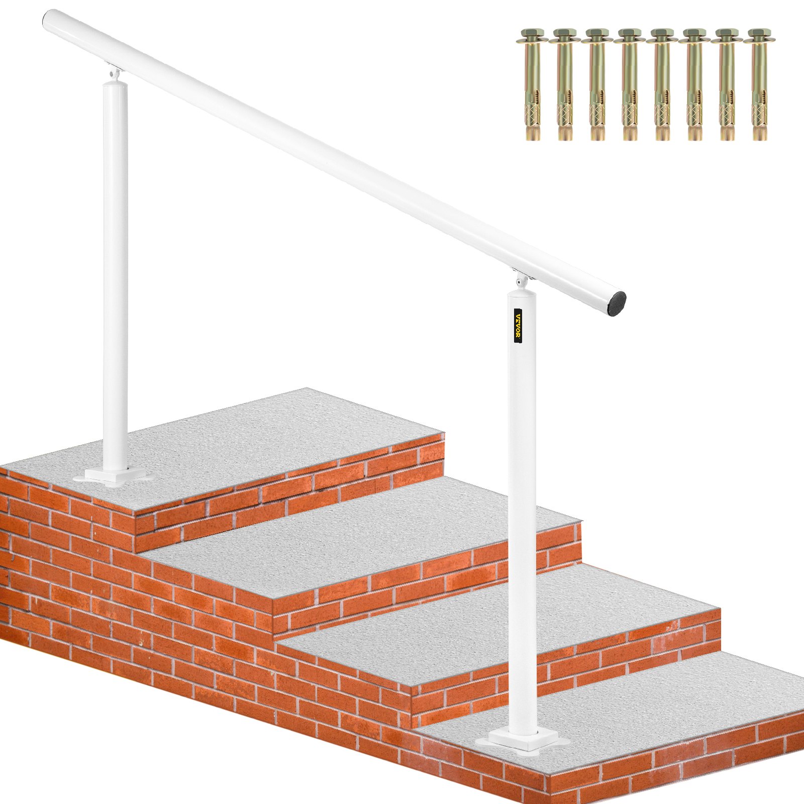 VEVOR Barandilla de Escaleras Aluminio Pasamanos de Escalón Ajuste para 0 - 5 Pasos Blanco Baranda para Escaleras 152,8 x 91 cm Ángulo Ajustable 0°-60° para Porches Balcones Jardines Hoteles Garajes