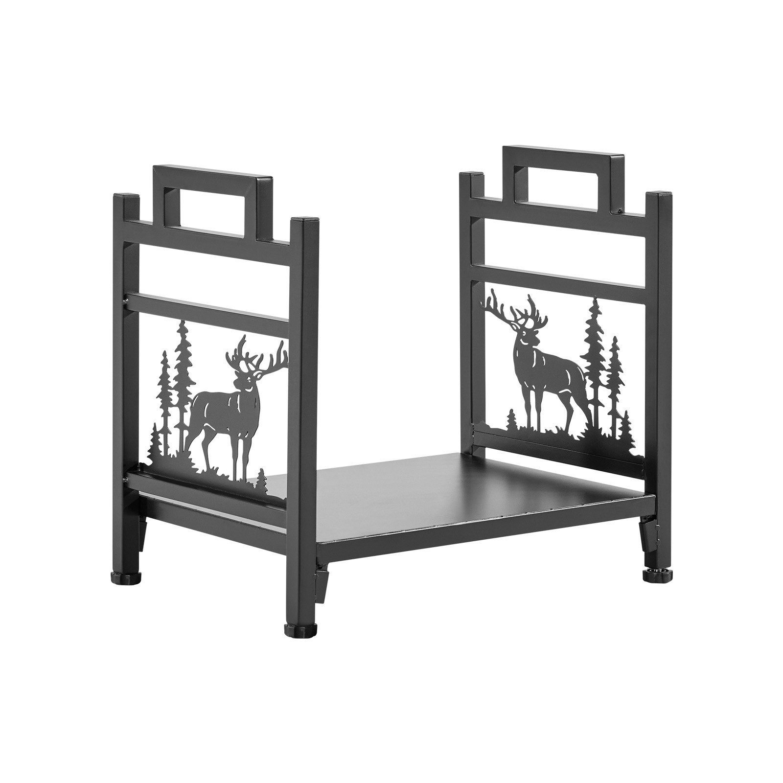 VEVOR Estante de Leña 450 x 315 x 415 mm Marco de Metal con Recubrimiento en Polvo Soporte de Leña Capacidad de 18,1 kg con Portador de Transporte de Lona Leñero Resistente para Chimenea, Negro