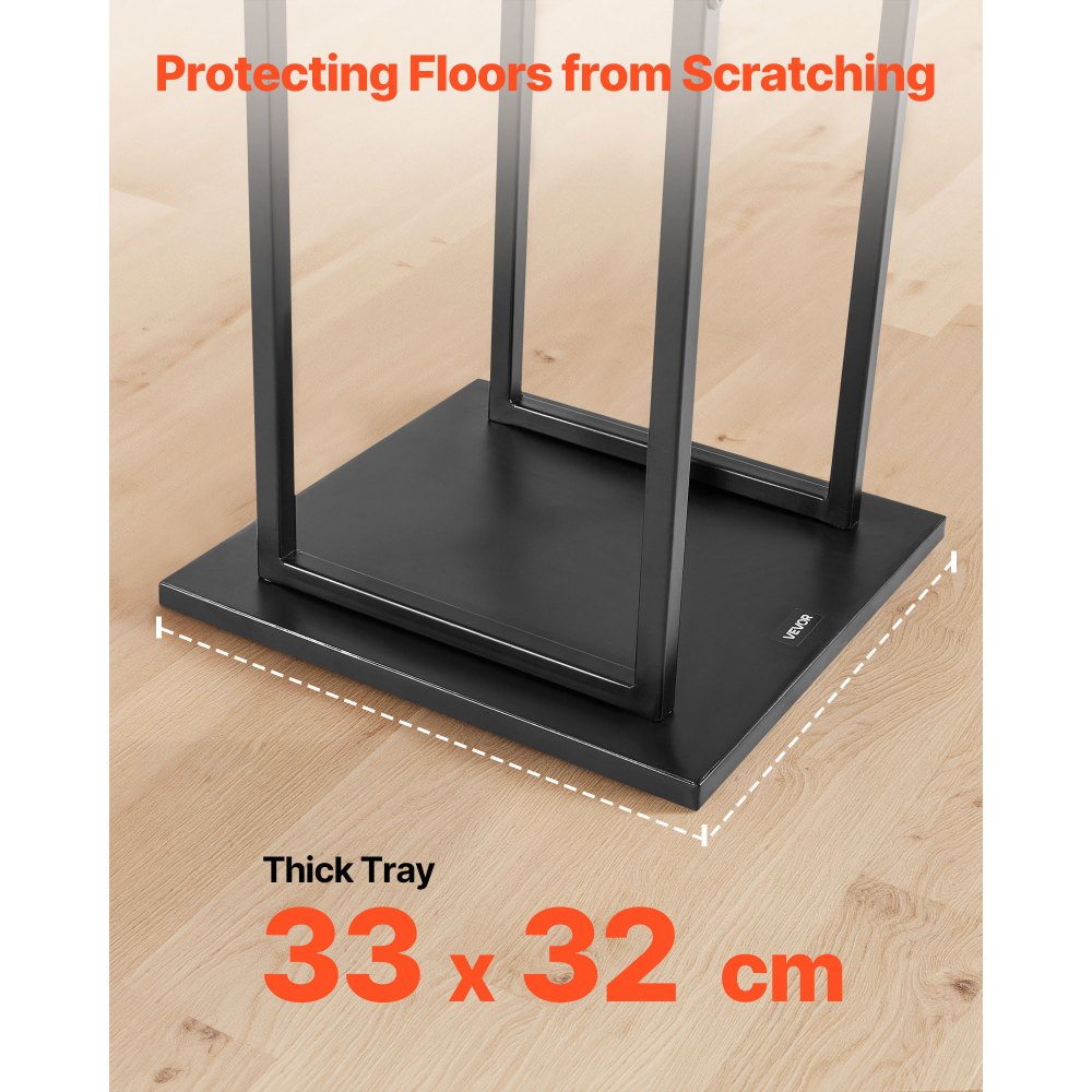 VEVOR Estante de Leña 33 x 32 x 112 cm Soporte de Metal para Leñas Carga de 45,4 kg Leñero de Acero con Recubrimiento en Polvo Resistente para Chimenea, para Interiores, Salas de Estar, Negro