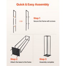 VEVOR Estante de Leña 33 x 32 x 112 cm Soporte de Metal para Leñas Carga de 45,4 kg Leñero de Acero con Recubrimiento en Polvo Resistente para Chimenea, para Interiores, Salas de Estar, Negro