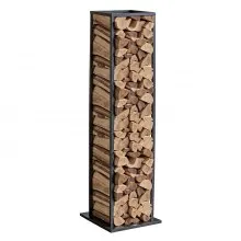 VEVOR Estante de Leña 33 x 32 x 112 cm Soporte de Metal para Leñas Carga de 45,4 kg Leñero de Acero con Recubrimiento en Polvo Resistente para Chimenea, para Interiores, Salas de Estar, Negro