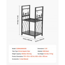 VEVOR Estante de Leña de 2 Niveles 455 x 330 x 765 mm con Herramientas para Chimenea, Cepillo, Pala, Atizador, Pinzas, Soporte de Metal para Leña Capacidad de 181,4 kg, Apilador para Fogatas