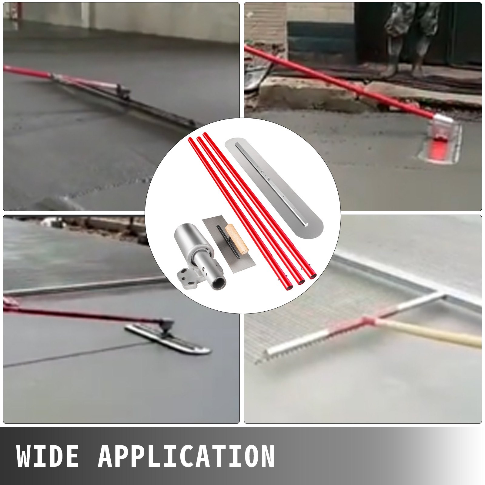 VEVOR Concrete Float Bull Float 1200x200 mm, Complete Concrete Tool Trowel Set, Handle Length 3 x 1.8 m, Smoothing Trowel, Steel Bottom, Adjustable Construction Aid, Easy Installation