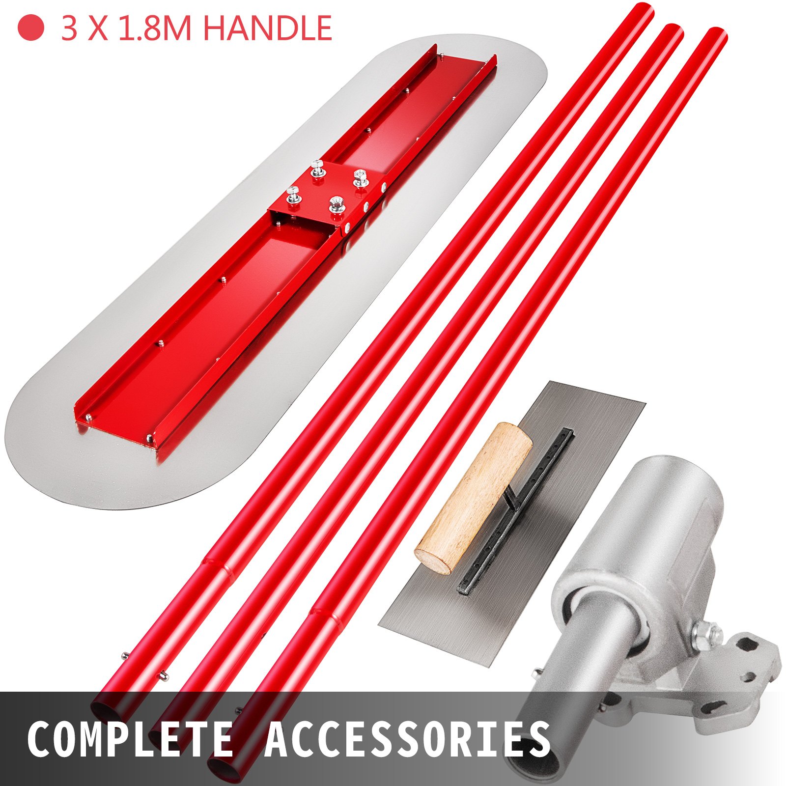 VEVOR Aplanadora de Bordes Redondeados 1200 x 300 mm, Bull Float 1200 x 300 mm, con Anclaje Ajustable, Llana para Suelos, Paleta Albañil