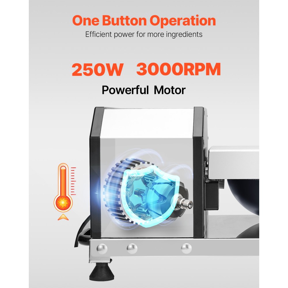 VEVOR Food Processor Vegetable Chopper 3000 RPM Food Processor made of food-grade stainless steel with S-shaped blade, multifunctional for chopping vegetables, fruit, grains, and nuts