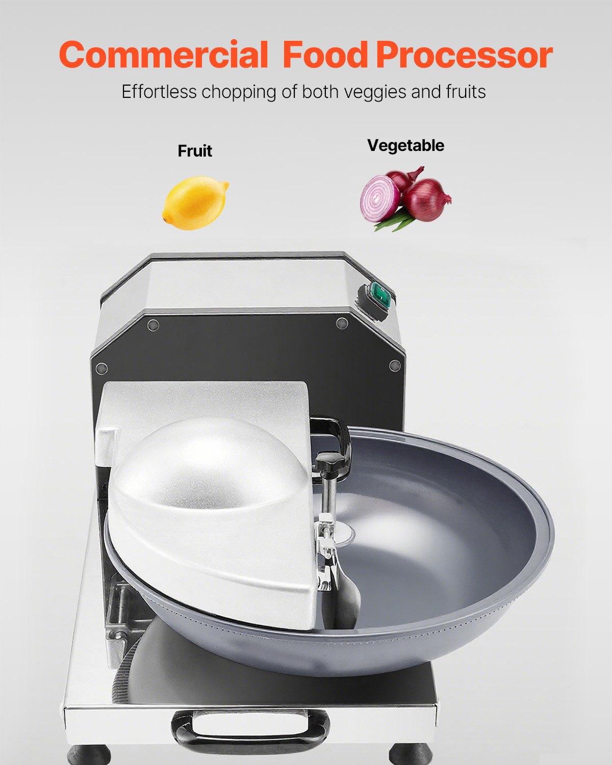 VEVOR Procesador de Alimentos y Picadora de Verduras, Acero Inoxidable de Grado Alimenticio de 3000 RPM con Cuchilla en Forma de S, para Picar Verduras, Frutas, Granos y Nueces, 590 x 405 x 250 mm