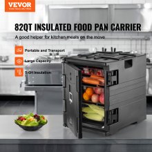 VEVOR Caja aislante para comida con carga frontal, apilable, 82 cuartos, color negro