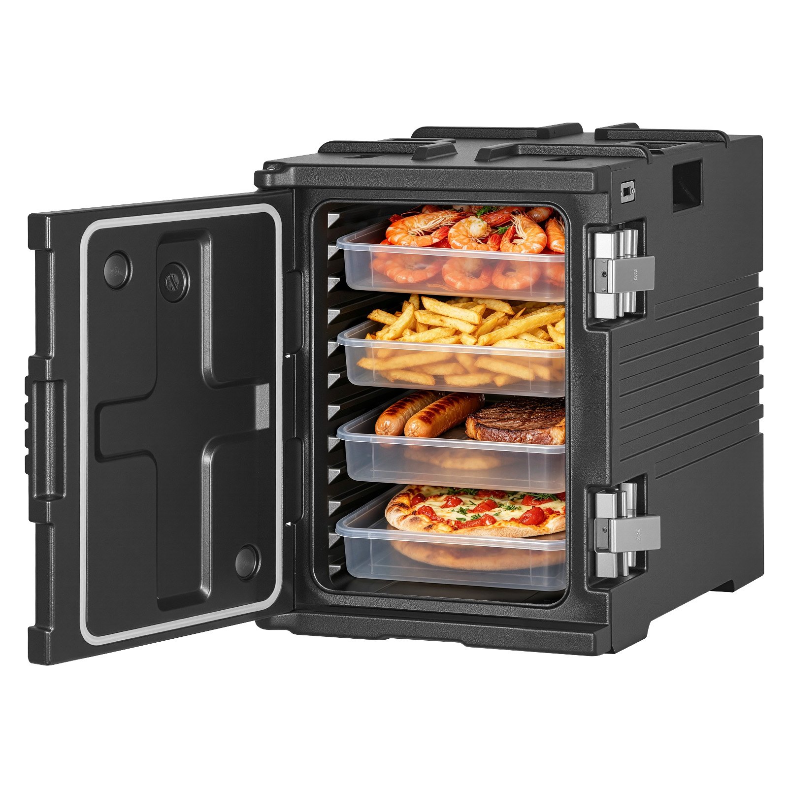 VEVOR Contenedor Isotérmico de Alimentos 90 L, Caja Isotérmica de LLDPE No Eléctrico, con Ruedas y Cierre de Acero Inoxidable 304, para Bandejas de Varios Tamaños (NO Incluidas), para Banquetes