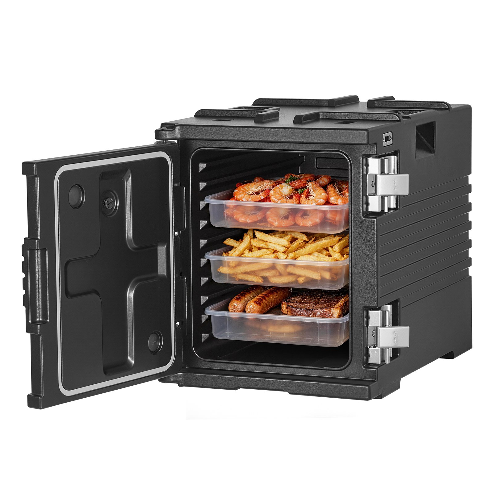 VEVOR Contenedor Isotérmico de Alimentos 75 L, Caja Isotérmica de LLDPE No Eléctrico, con Ruedas y Cierre de Acero Inoxidable 304, para Bandejas de Varios Tamaños (NO Incluidas), para Banquetes