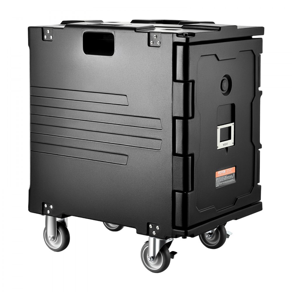 VEVOR Caja Térmica para Alimentos con Aislamiento, 90 L, para Catering, con Hebilla, Carga Frontal con Asas, Cargador Frontal con Ruedas para Restaurantes y Cantinas, 645 x 445 x 755 mm, Negro