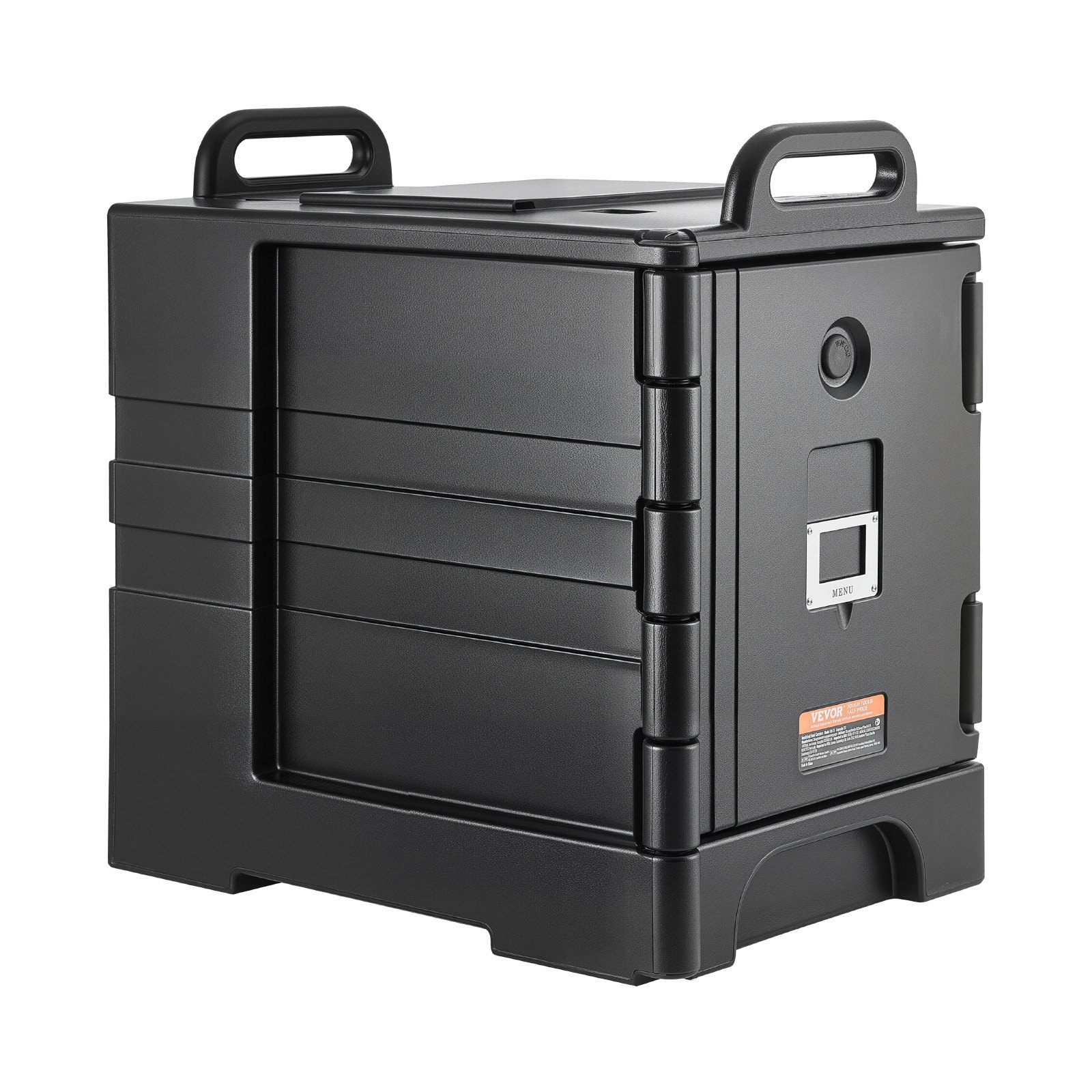 VEVOR Caja Térmica para Alimentos con Aislamiento de 75 L para Catering, Caja para Alimentos con Hebillas Dobles, Carga Frontal con Asas, con Ruedas para Restaurantes, 650x450x815 mm (Sin Bandeja)