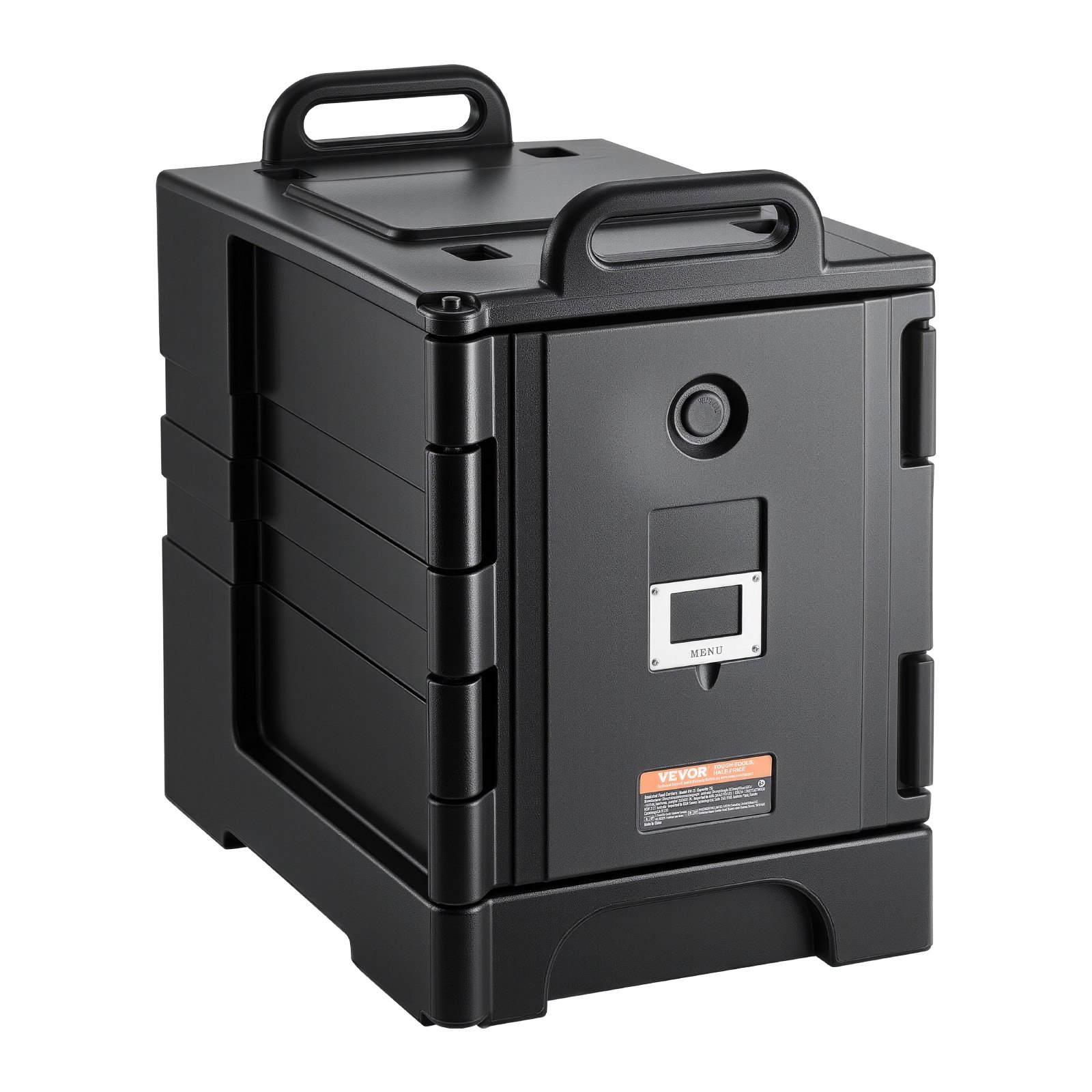 VEVOR Caja Térmica para Alimentos con Aislamiento de 75 L para Catering, Caja para Alimentos con Hebillas Dobles, Carga Frontal con Asas, con Ruedas para Restaurantes, 650x450x815 mm (Sin Bandeja)