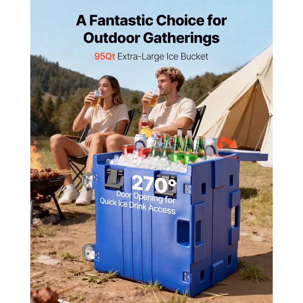 VEVOR Porta recipientes aislados para alimentos caja caliente de 90 L para catering porta cajas de alimentos LLDPE con hebilla de una pieza de carga frontal con asas, cargador final con ruedas