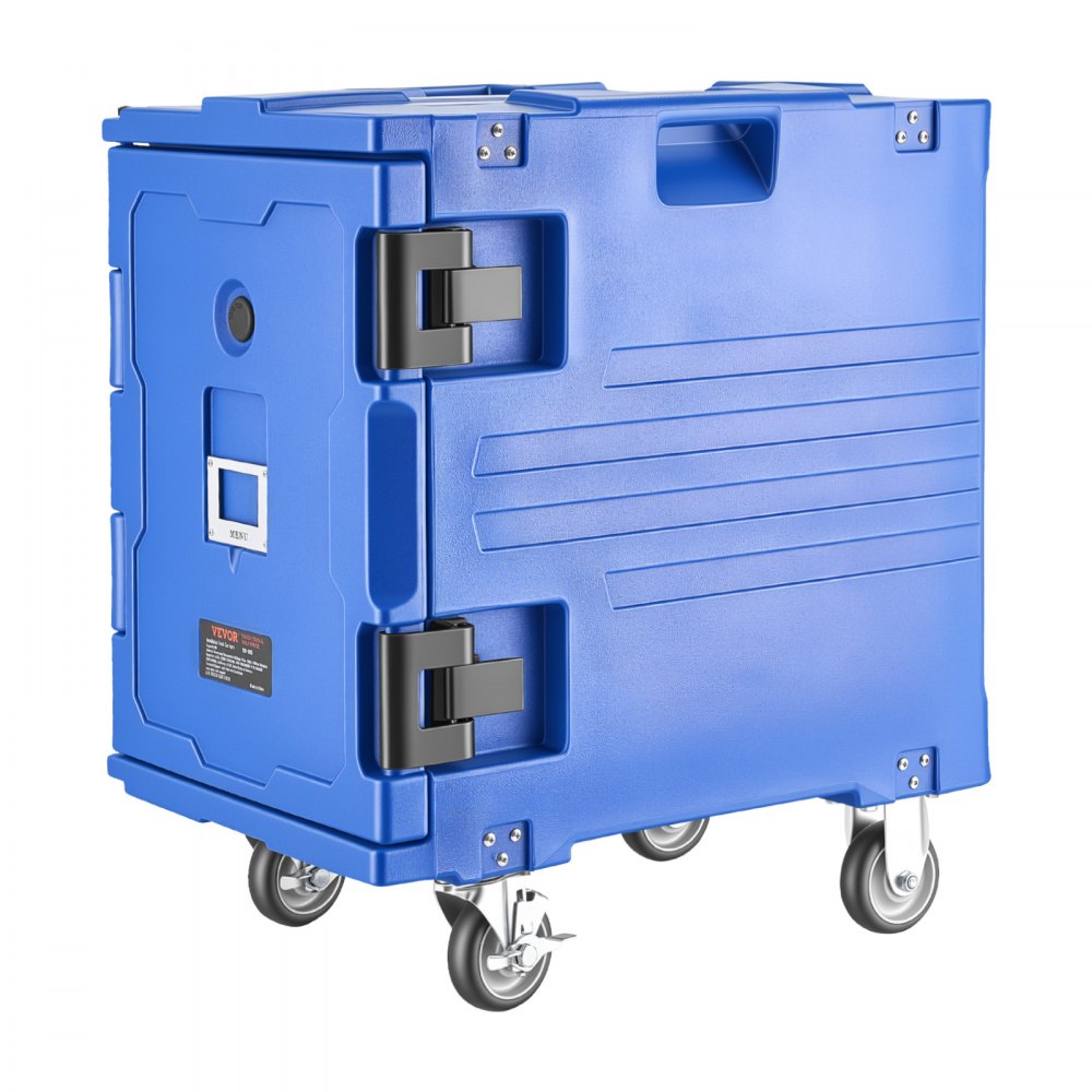 VEVOR Porta recipientes aislados para alimentos caja caliente de 90 L para catering porta cajas de alimentos LLDPE con hebilla de una pieza de carga frontal con asas, cargador final con ruedas