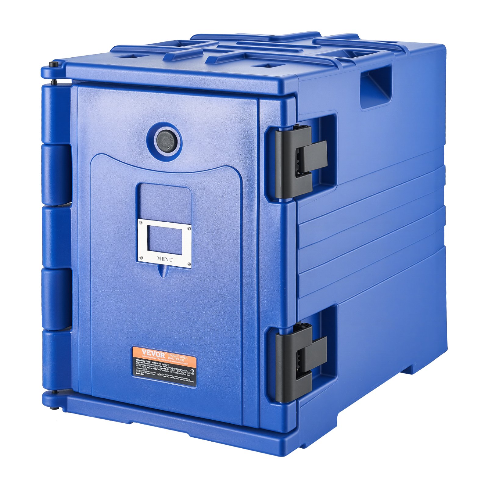 VEVOR Caja Térmica para Alimentos con Aislamiento de 90 L para Catering, Caja para Alimentos con Hebillas Dobles, carga Frontal con Asas, para Restaurantes y Cantinas, 645 x 445 x 620 mm, Azul