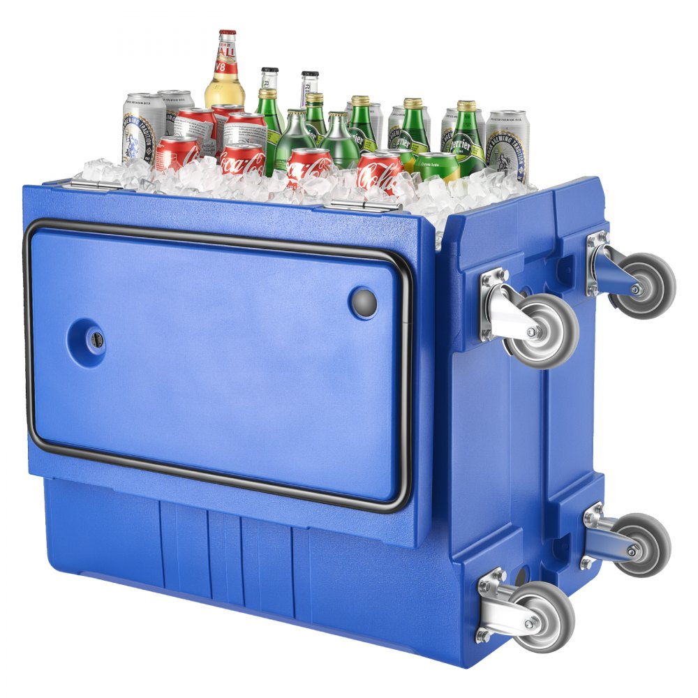 VEVOR Caja Térmica para Alimentos con Aislamiento 120 L para Catering, Caja para Alimentos con Hebillas Dobles, con Asas, Cargador Frontal con Ruedas para Restaurantes y Cantinas, 658 x 480 x 810 mm