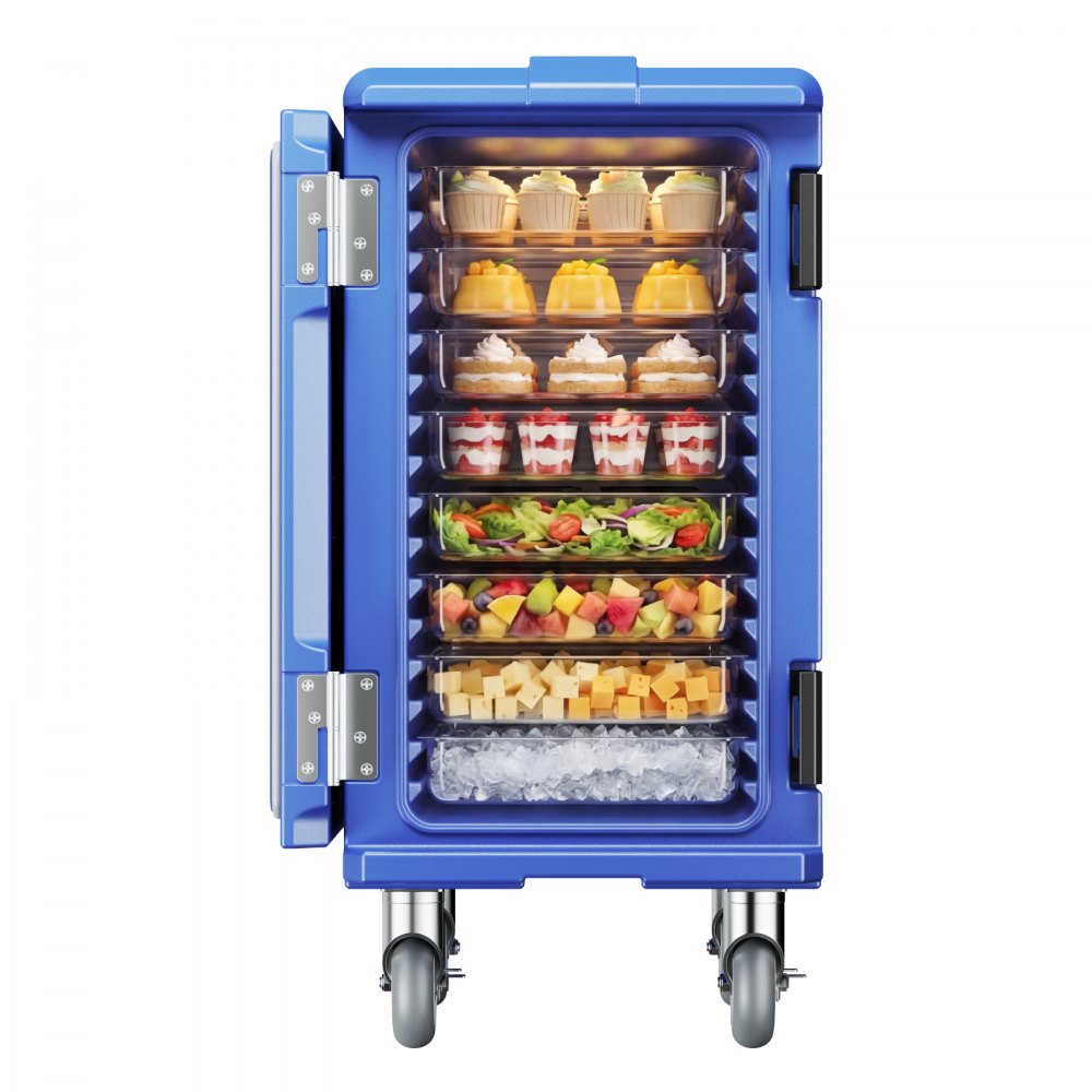 VEVOR Caja Térmica para Alimentos con Aislamiento 120 L para Catering, Caja para Alimentos con Hebillas Dobles, con Asas, Cargador Frontal con Ruedas para Restaurantes y Cantinas, 658 x 480 x 810 mm