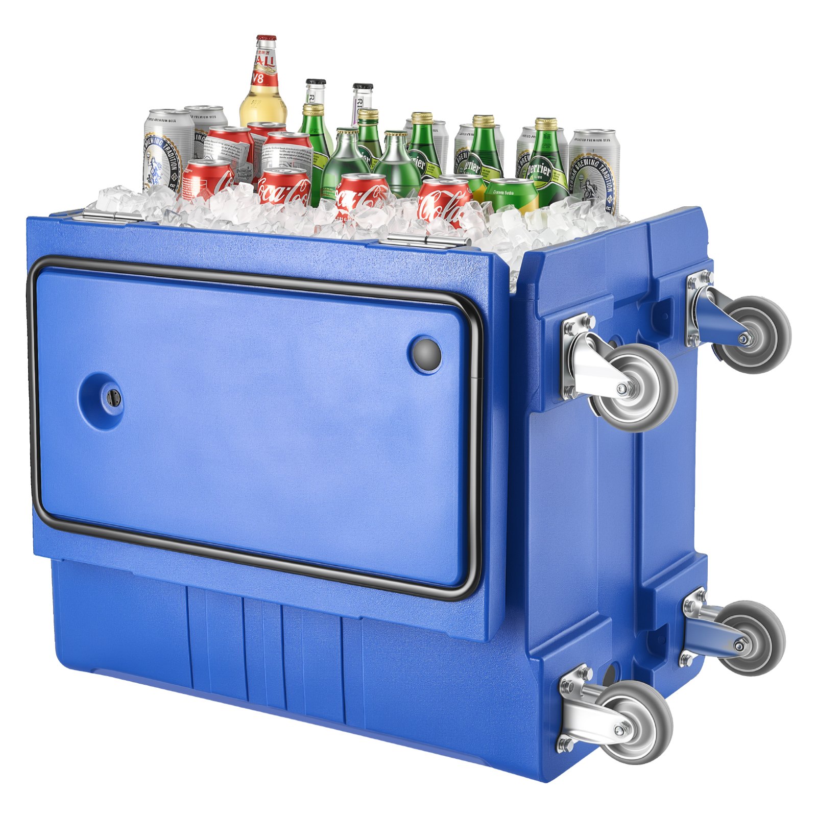 VEVOR Caja Térmica para Alimentos con Aislamiento 120 L para Catering, Caja para Alimentos con Hebillas Dobles, con Asas, Cargador Frontal con Ruedas para Restaurantes y Cantinas, 658 x 480 x 810 mm