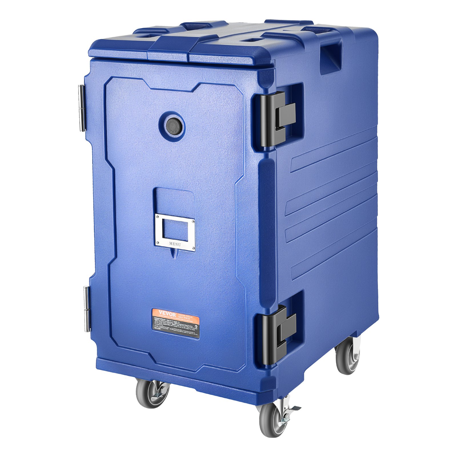 VEVOR Caja Térmica para Alimentos con Aislamiento 120 L para Catering, Caja para Alimentos con Hebillas Dobles, con Asas, Cargador Frontal con Ruedas para Restaurantes y Cantinas, 658 x 480 x 810 mm
