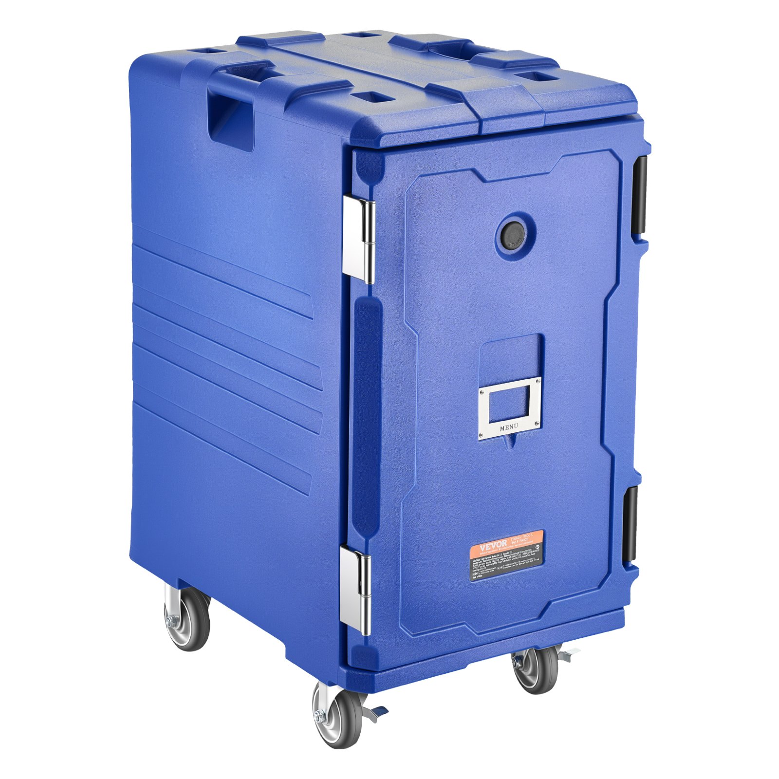 VEVOR Caja Térmica para Alimentos con Aislamiento 120 L para Catering, Caja para Alimentos con Hebillas Dobles, con Asas, Cargador Frontal con Ruedas para Restaurantes y Cantinas, 658 x 480 x 810 mm