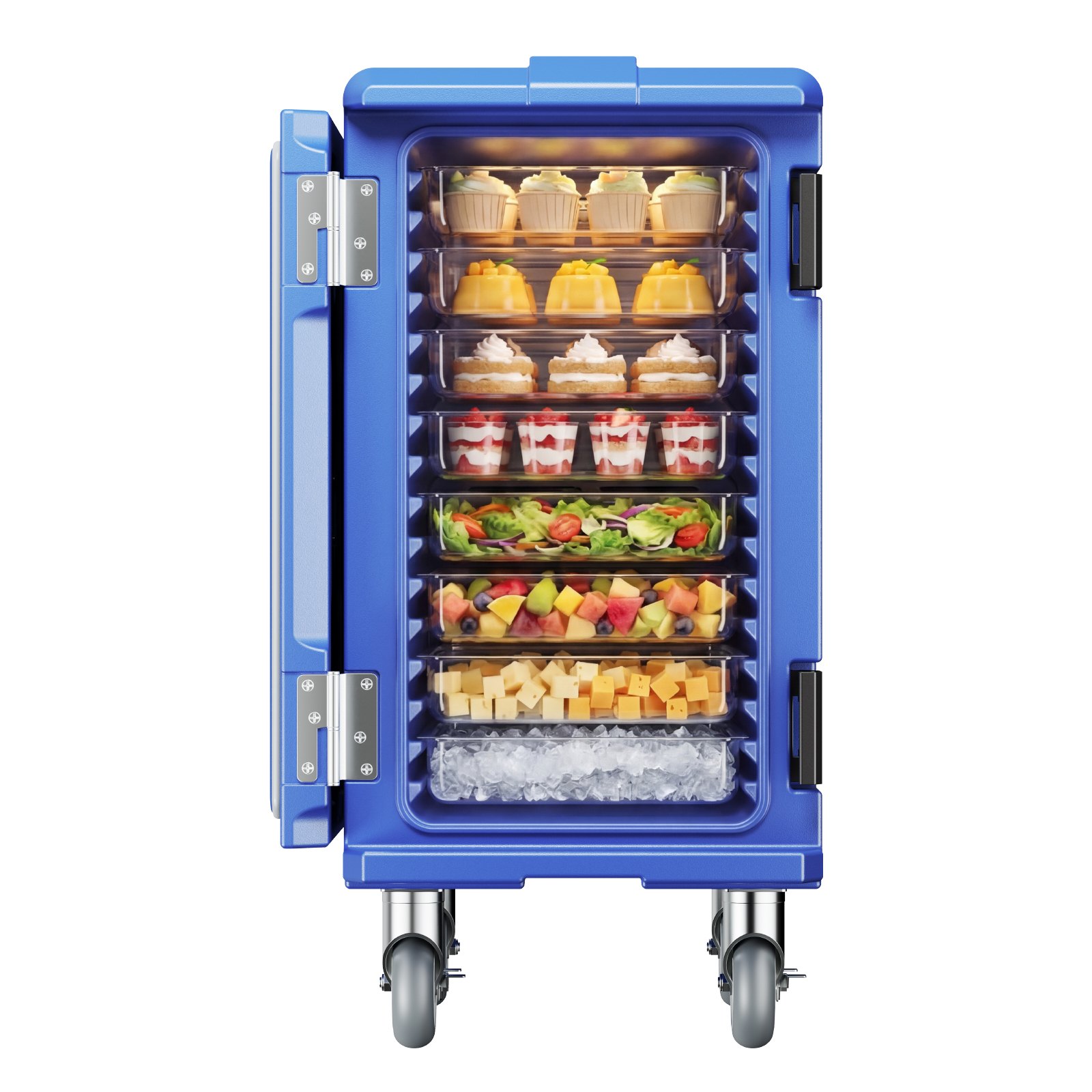 VEVOR Caja Térmica para Alimentos con Aislamiento 120 L para Catering, Caja para Alimentos con Hebillas Dobles, con Asas, Cargador Frontal con Ruedas para Restaurantes y Cantinas, 658 x 480 x 810 mm