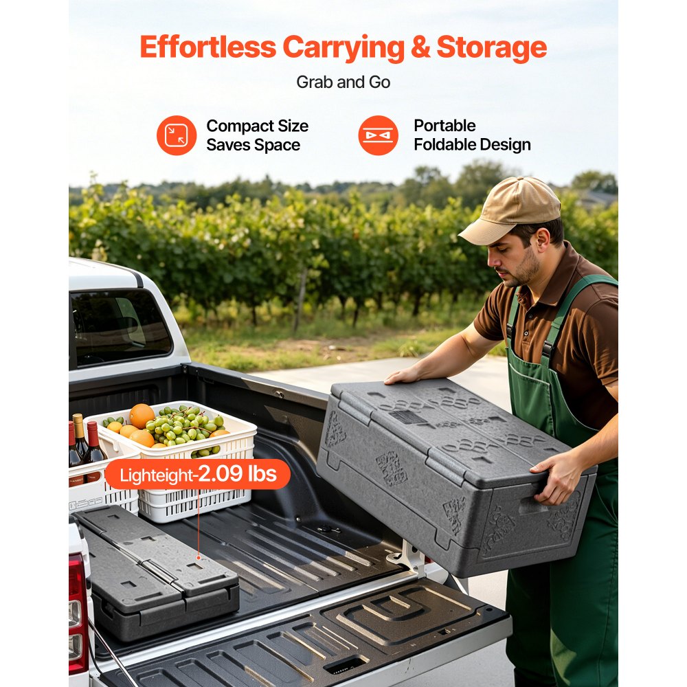 VEVOR Contenedor Isotérmico de Alimentos 38 L, Caja Isotérmica de EPP No Eléctrico, para Alimentos Calientes y Fríos, Ligero y de Alta Rigidez, para Reparto, Transporte, Catering, Eventos de barbacoa