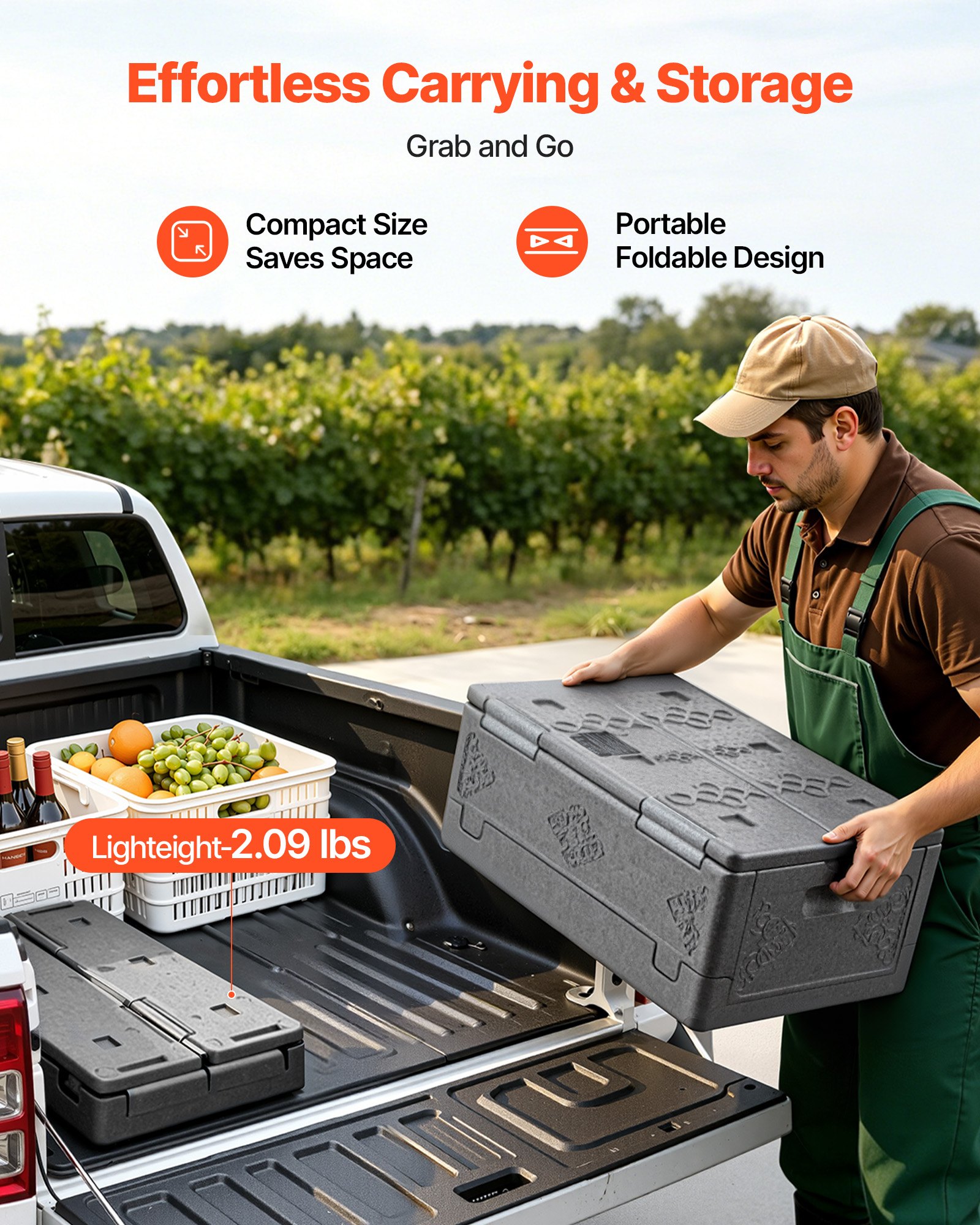 VEVOR Contenedor Isotérmico de Alimentos 38 L, Caja Isotérmica de EPP No Eléctrico, para Alimentos Calientes y Fríos, Ligero y de Alta Rigidez, para Reparto, Transporte, Catering, Eventos de barbacoa