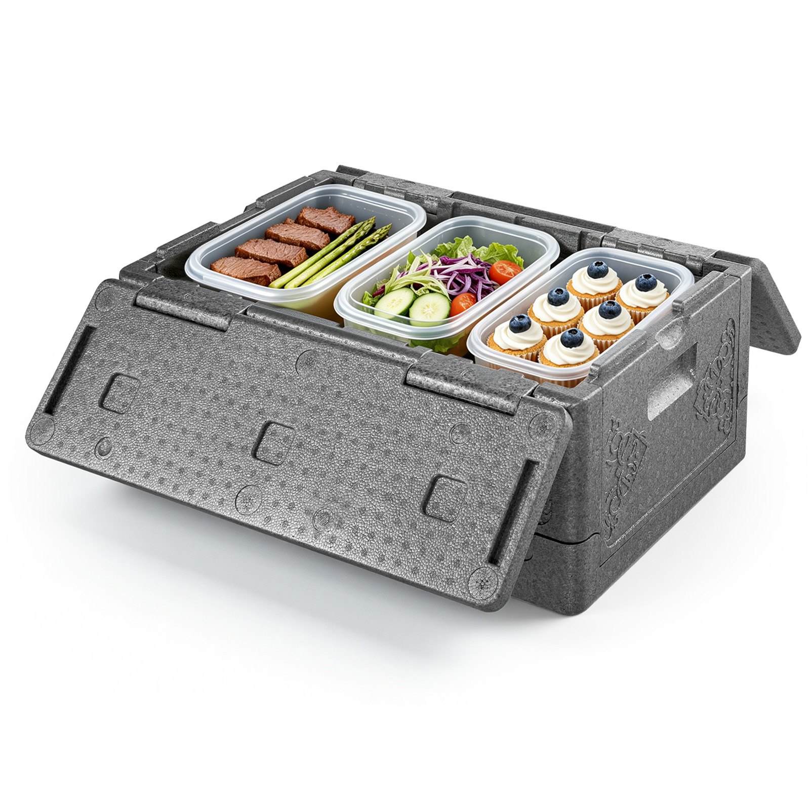 VEVOR Contenedor Isotérmico de Alimentos 38 L, Caja Isotérmica de EPP No Eléctrico, para Alimentos Calientes y Fríos, Ligero y de Alta Rigidez, para Reparto, Transporte, Catering, Eventos de barbacoa